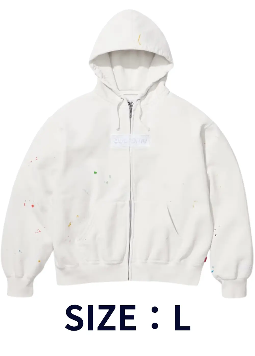 【L】Supreme x MM6 Maison Margiela Box Logo Zip Up Hooded Sweatshirt White