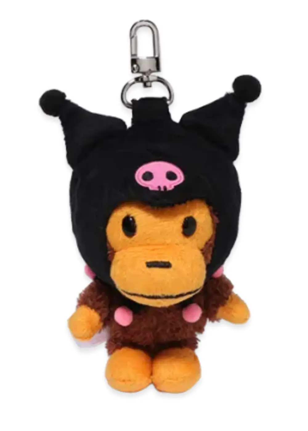 A BATHING APE x Kuromi Ladies Plush Doll Keychain Black