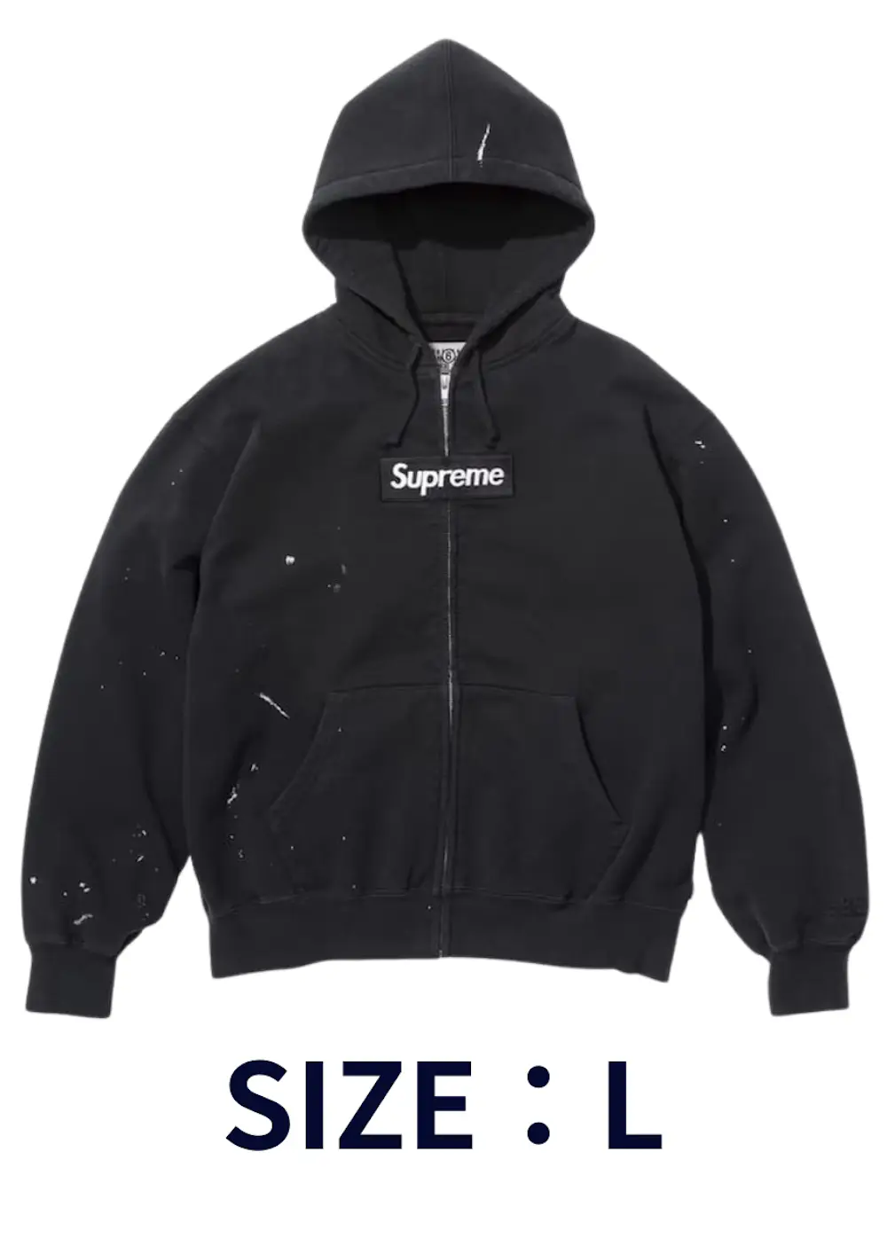 【L】Supreme x MM6 Maison Margiela Box Logo Zip Up Hooded Sweatshirt Black