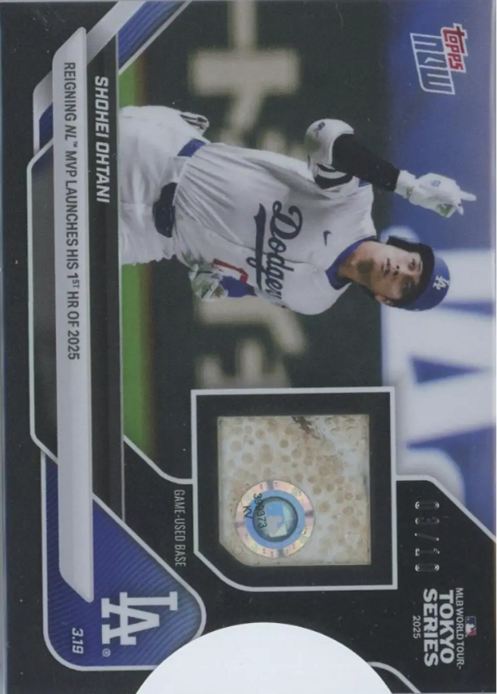 2025 TOPPS NowGame-Used Base Relic Black #5B / SHOHEI OHTANI(Los Angeles Dodgers) 【/10】