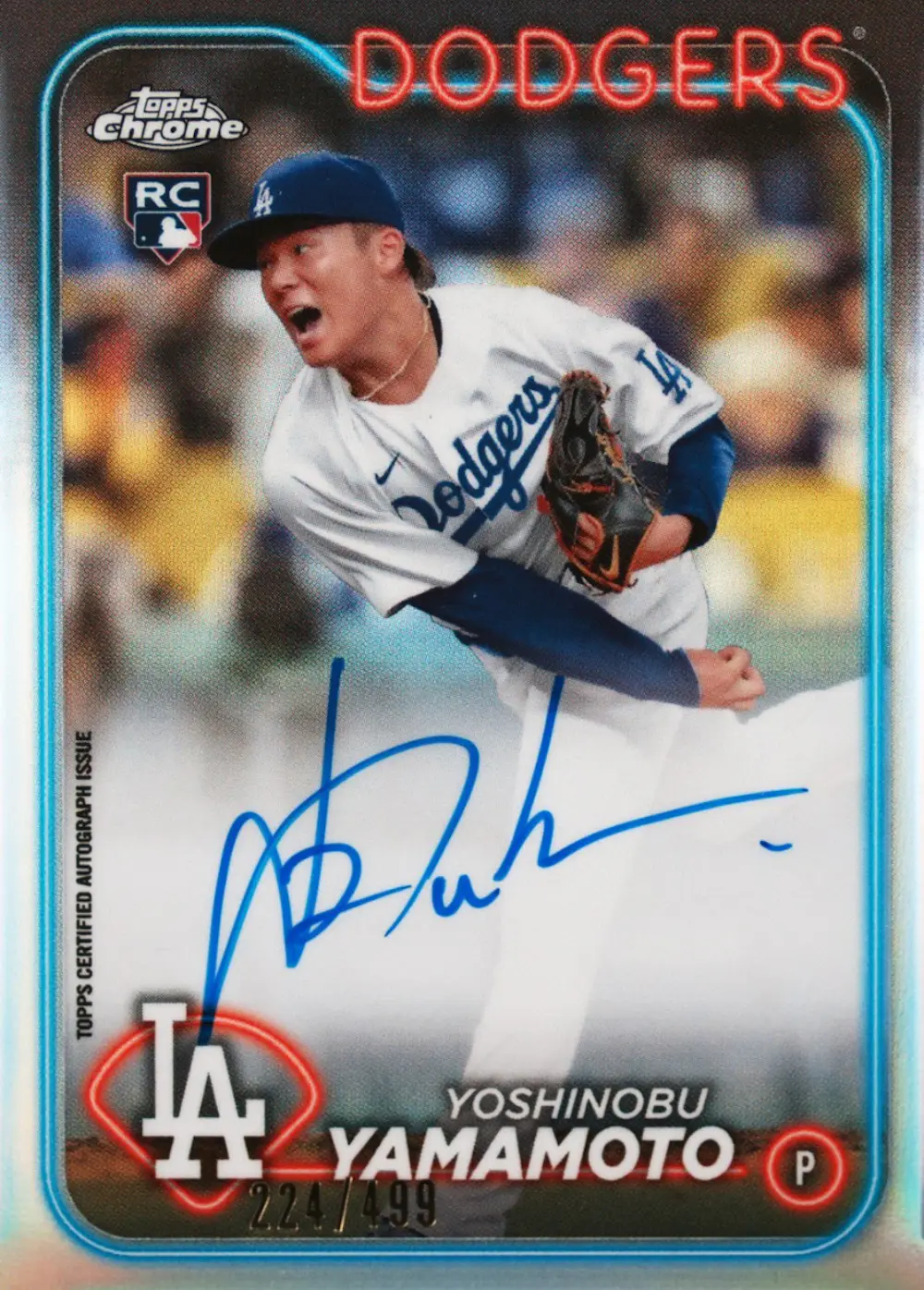 2024 TOPPS CHROME ROOKIE AUTOGRAPHS #RAYY YOSHINOBU YAMAMOTO ROOKIE AUTO-REFRACTOR
