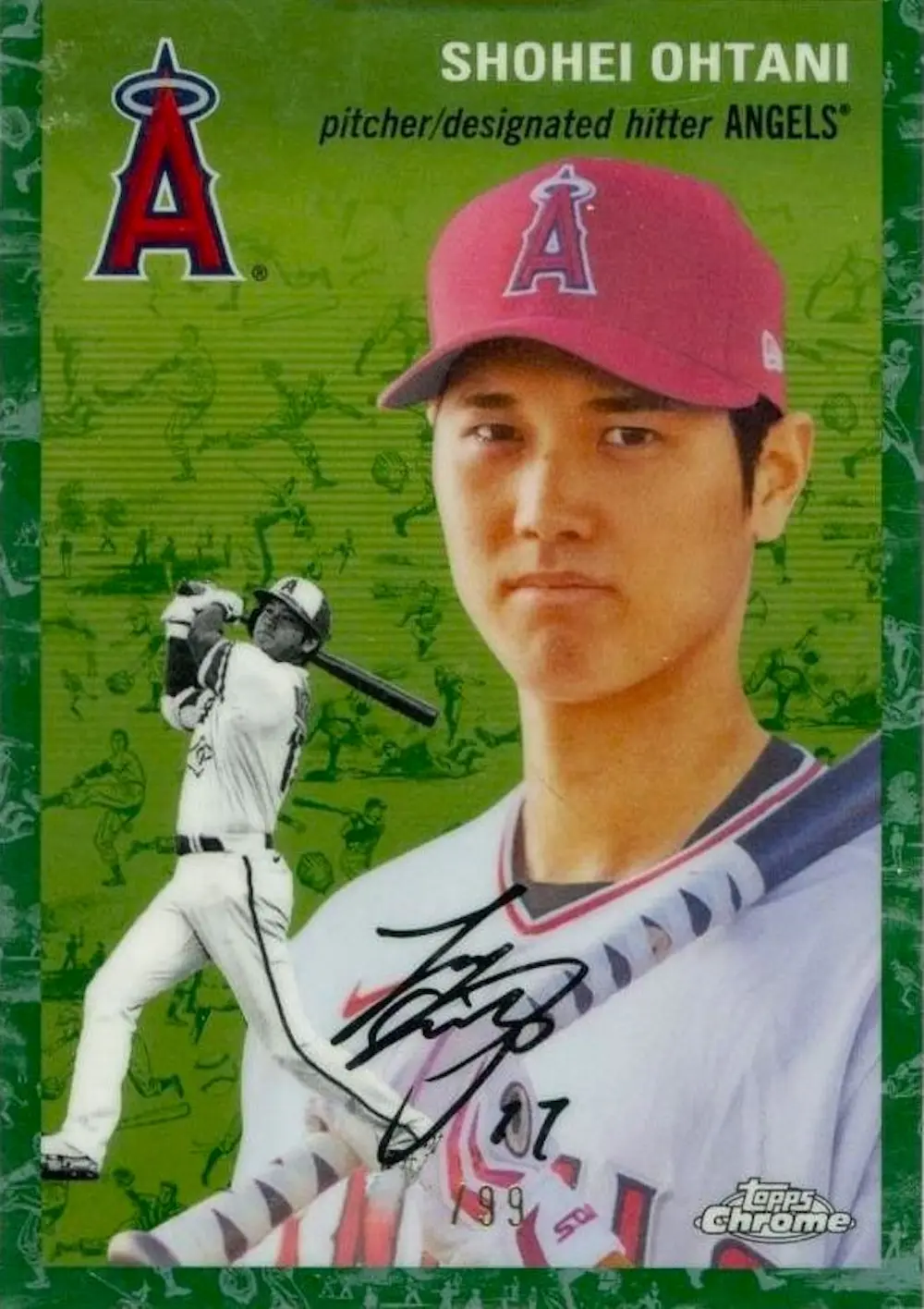 2023 TOPPS CHROME PLATINUM ANNIVERSARY SHOHEI OHTANI 200 (TOILE WHITE / GREEN REFRACTOR) LOS ANGELES ANGELES