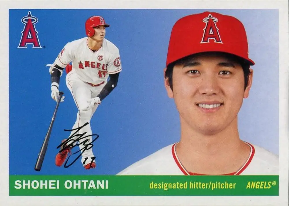2020 Topps Archives Los Angeles Angels Shohei Ohtani Base 1955 Full Body Image Variation