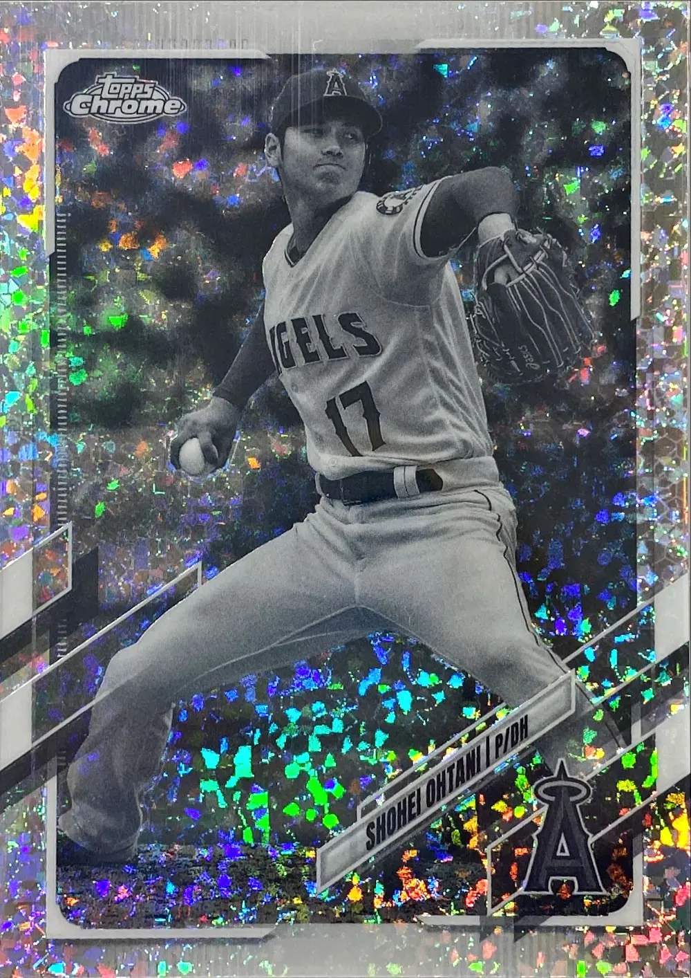 2021 Topps Chrome - Shohei Ohtani #159 Black and White Mini-Diamond Ref