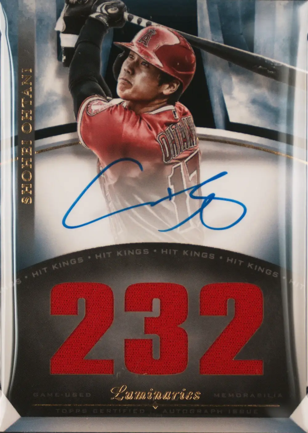 2021 Topps Luminaries Hit Kings Autograph Relics #HKAR-SO Shohei Ohtani Blue /10