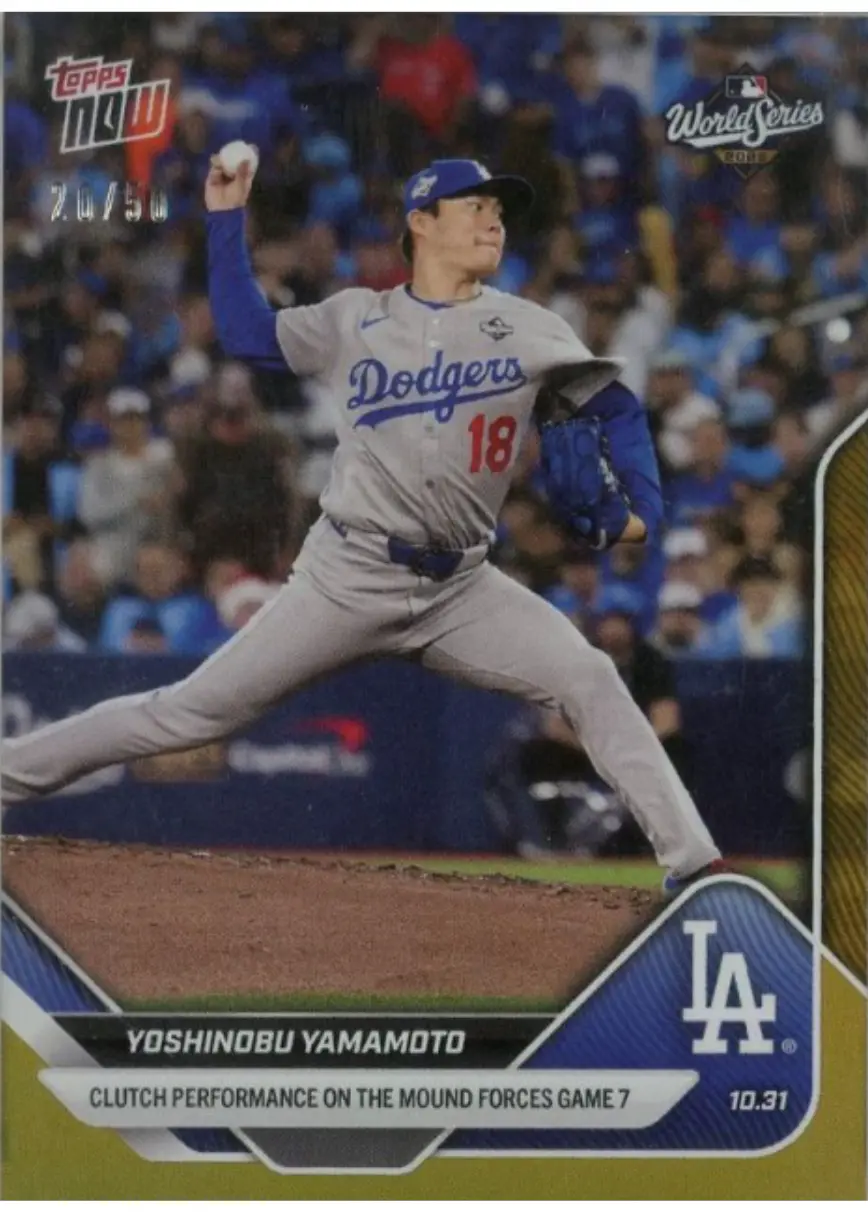 2025 Topps Now Yoshinobu Yamamoto Gold Foil #916【/50】 Los Angeles Dodgers