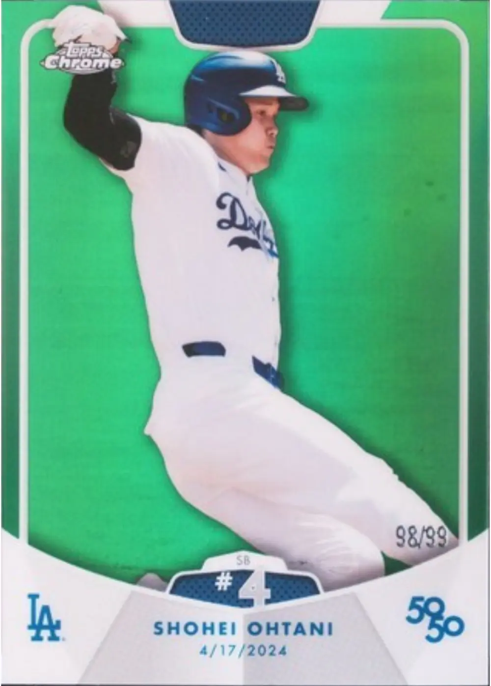 2024 TOPPS 50/50 Ohtani Chrome Aqua Refractors #8 SB#4 / SHOHEI OHTANI(Los Angeles Dodgers) 【/75】