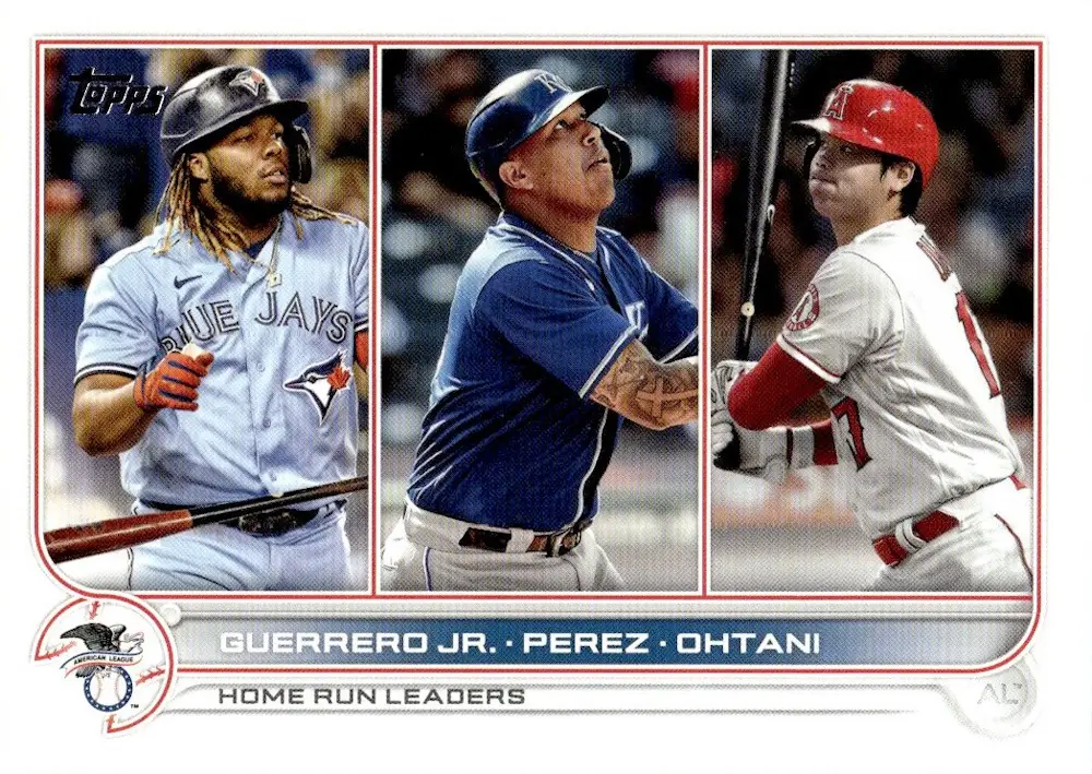 2022 Topps #48 Vladimir Guerrero Jr./Salvador Perez/Shohei Ohtani League Leaders