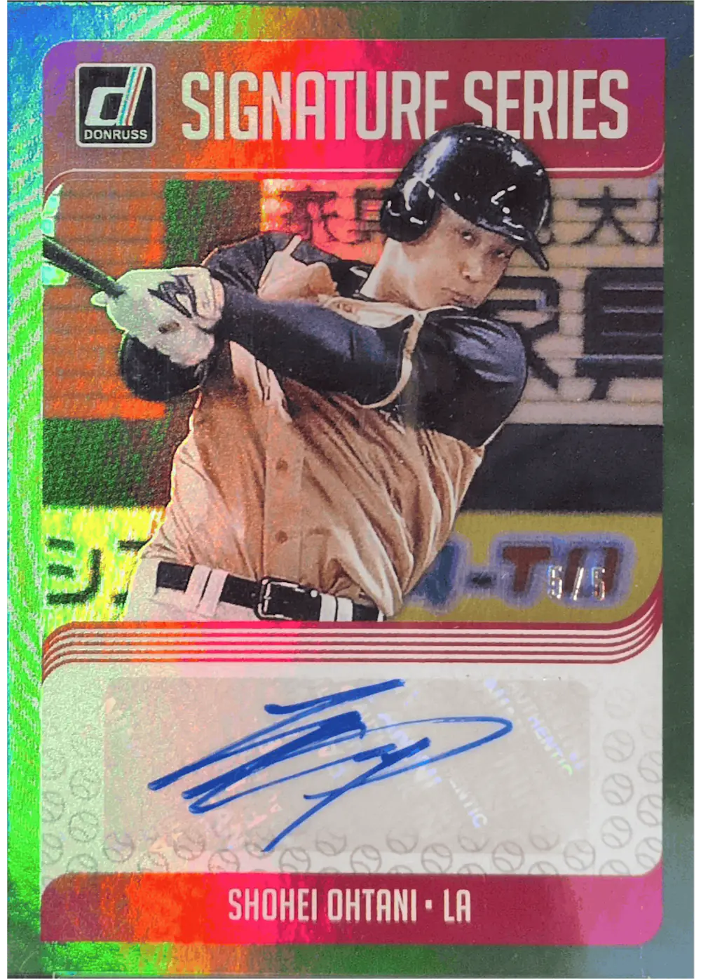 2018 PANINI DONRUSS SIGNATURE SERIES #SS-SO SHOHEI OHTANI SIGNATURE SERIES-GREEN