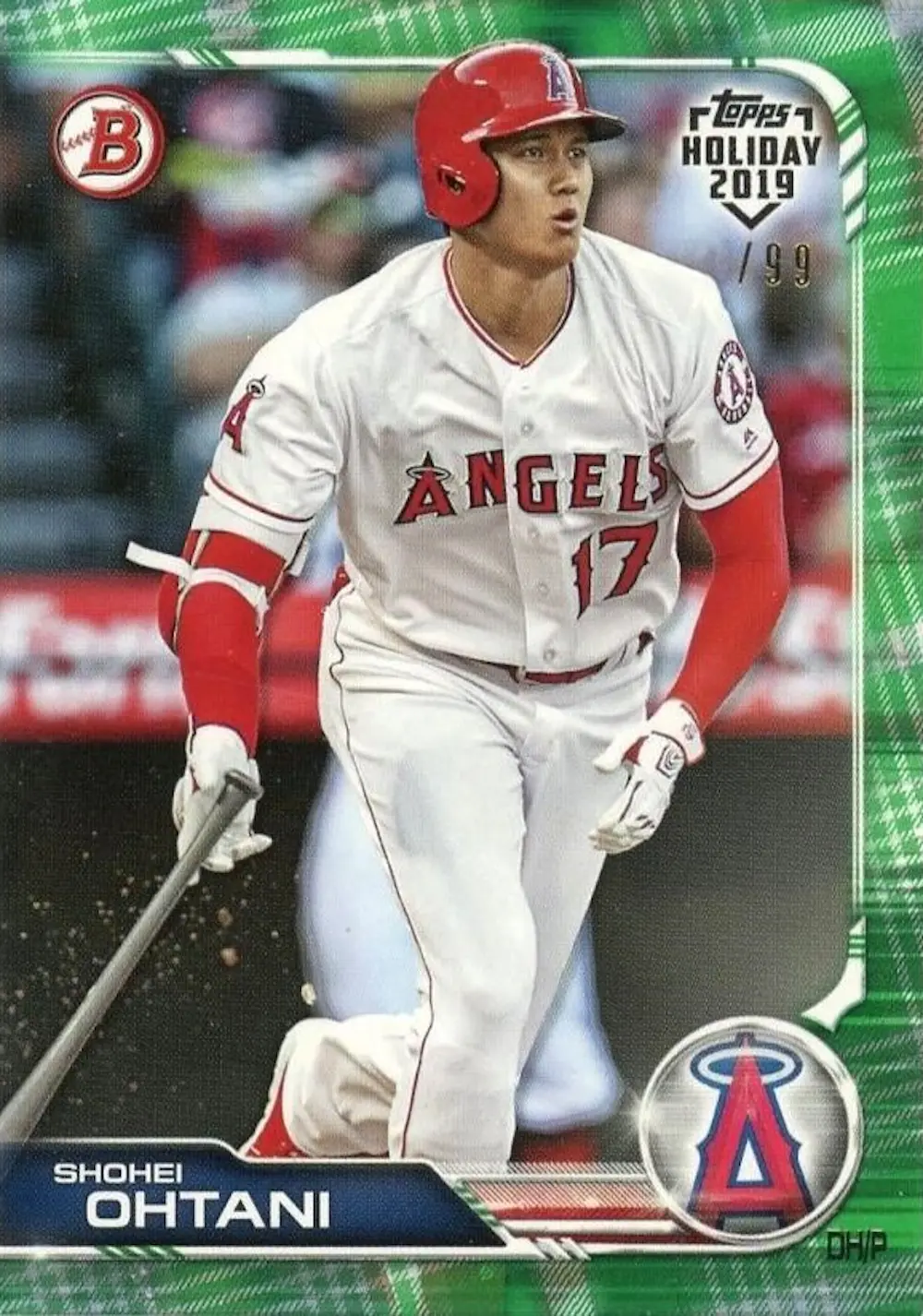2019 Topps Bowman Holiday Los Angeles Angels #TH-SO Green Festive Shohei Ohtani /99