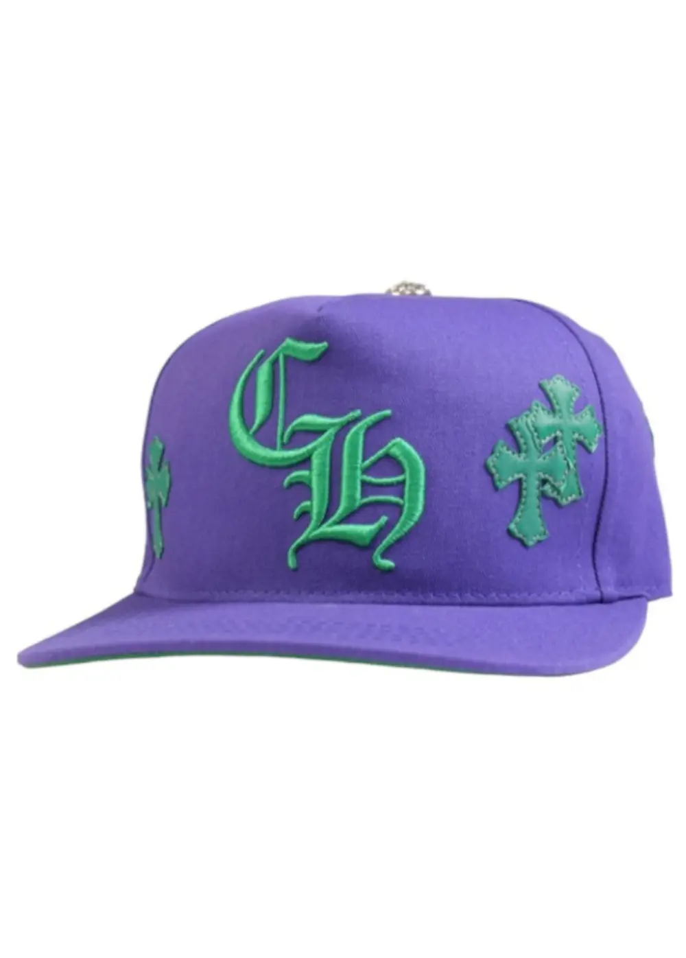 【CH】HAT 5 PANEL CAP BSBL SAX PRPL W/KLY GRN クロスパッチ付きキャップ