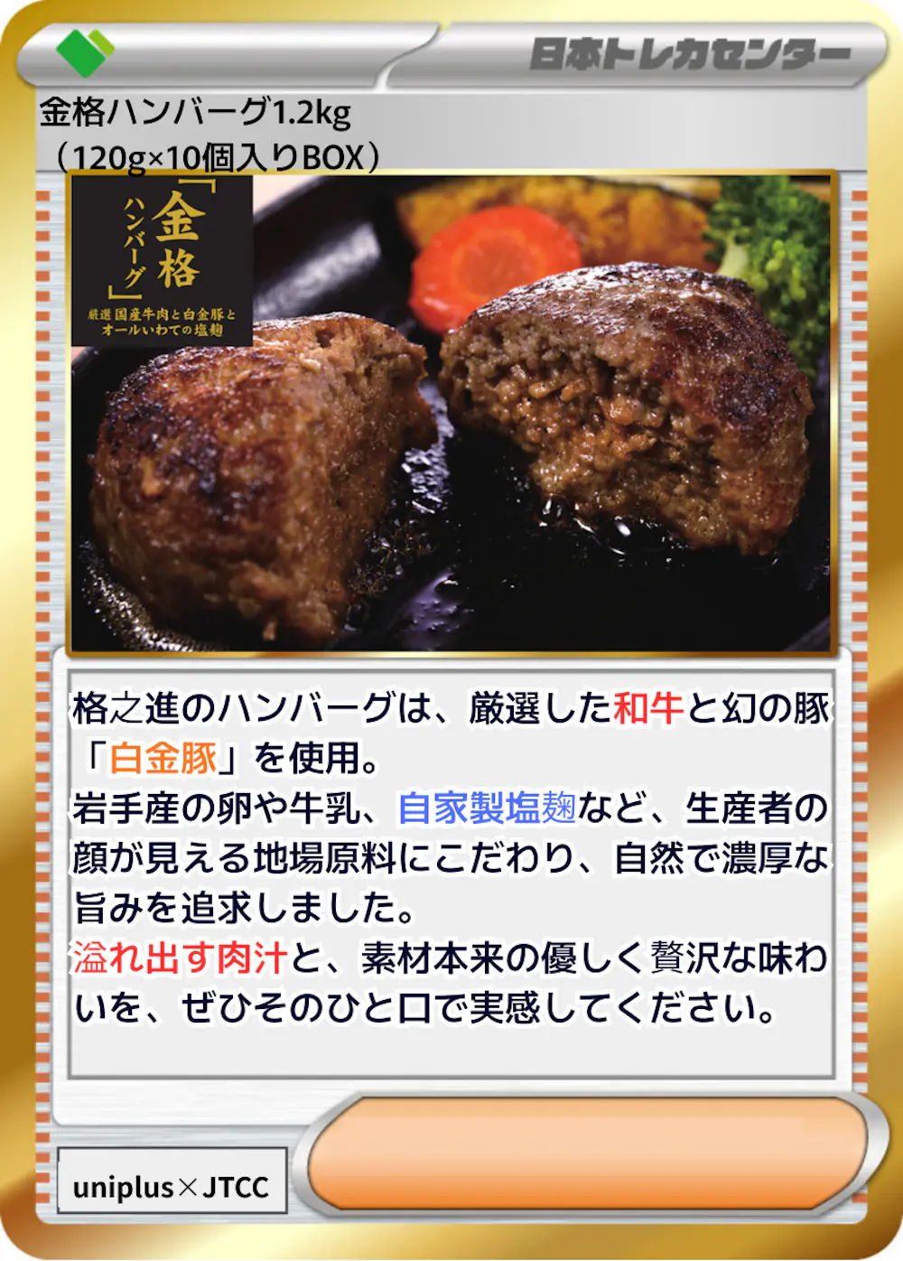 金格ハンバーグ1.2kg(120g×10個入りBOX)