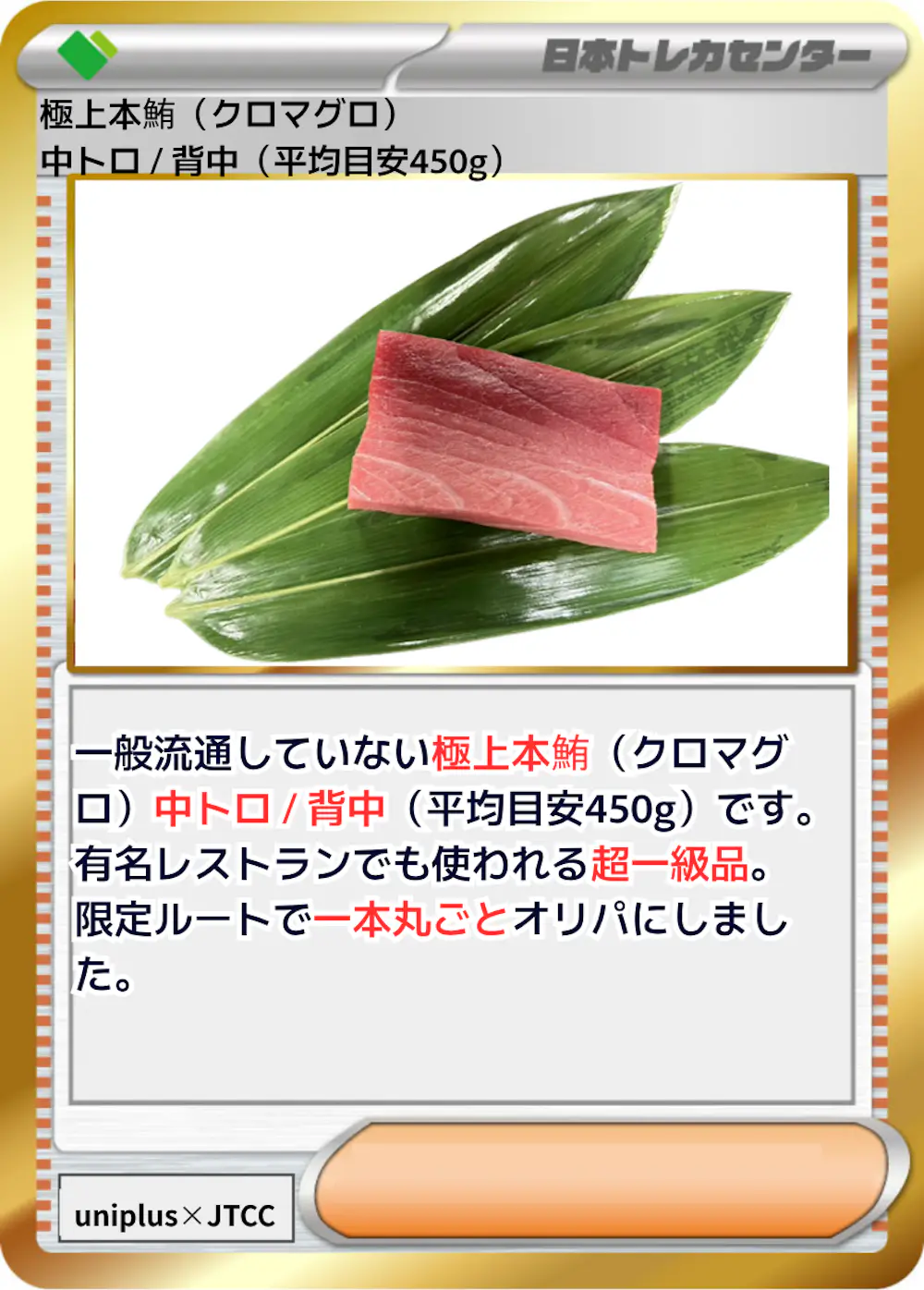 極上本鮪 (クロマグロ) 中トロ / 背中 (平均目安450g)