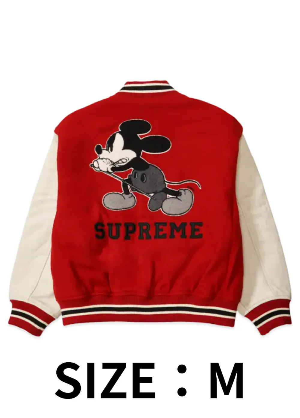 【M】Supreme x Number (N)ine x Mickey Mouse Varsity Jacket "Red"