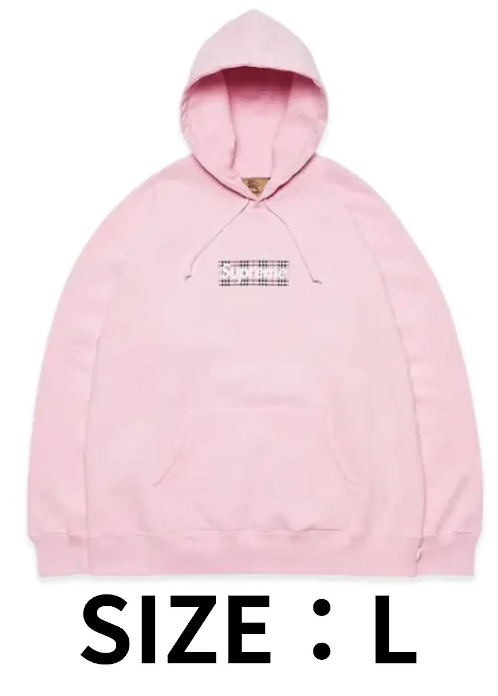 【L】Supreme / Burberry Box Logo Hooded Sweatshirt "Pink"