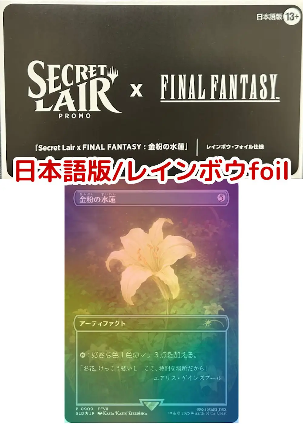 【封筒付・レインボウfoil】金粉の水蓮