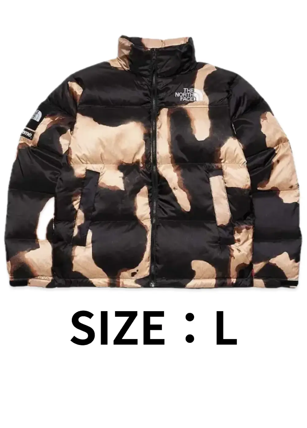 【SIZE:L】Supreme x The North Face Bleached Denim Print Nuptse Jacket Black