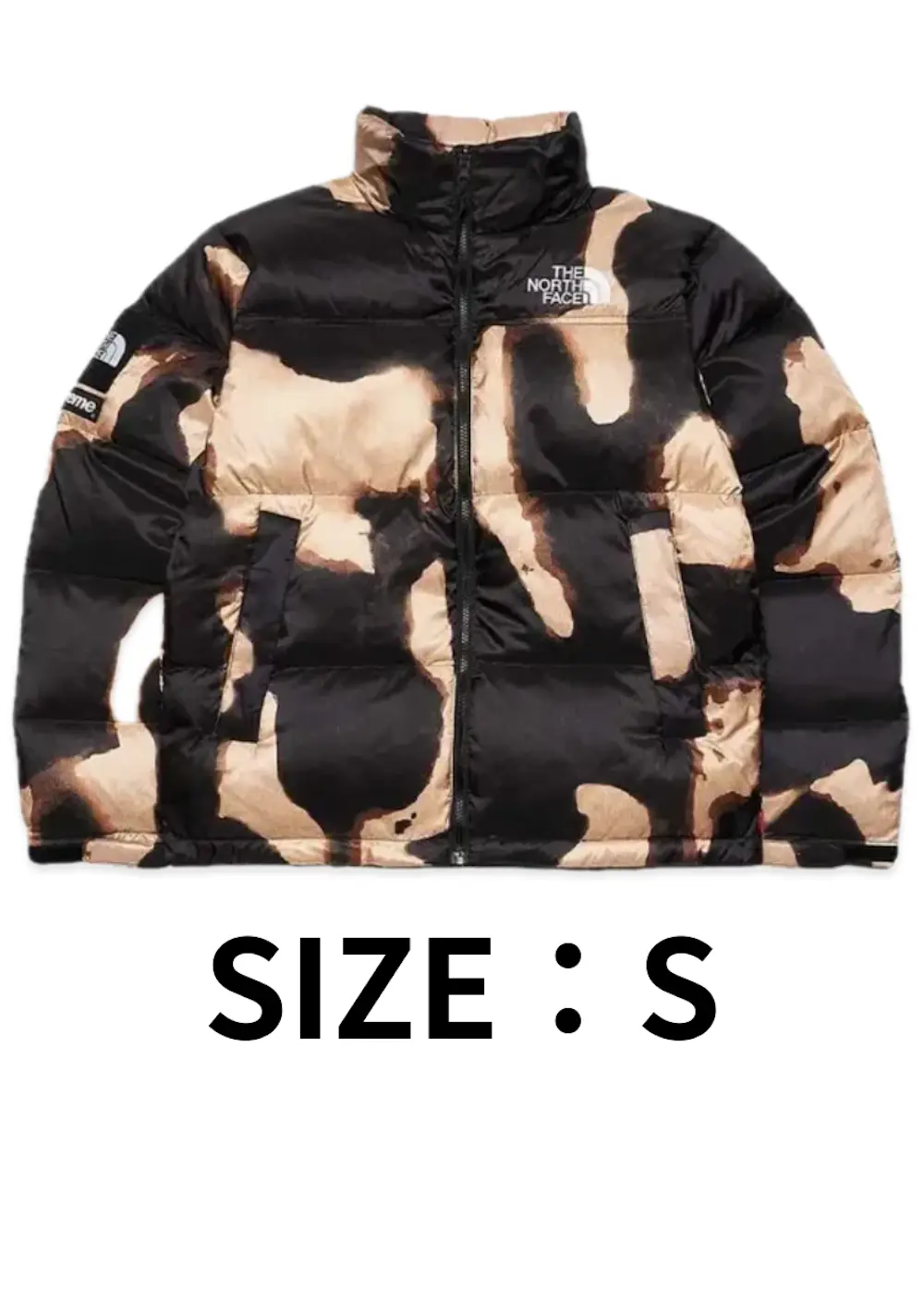 【SIZE:S】Supreme x The North Face Bleached Denim Print Nuptse Jacket Black