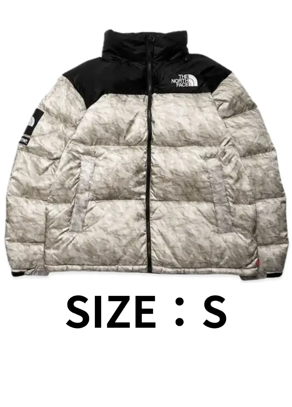 【SIZE:S】Supreme x The North Face Nuptse Jacket White Paper Print