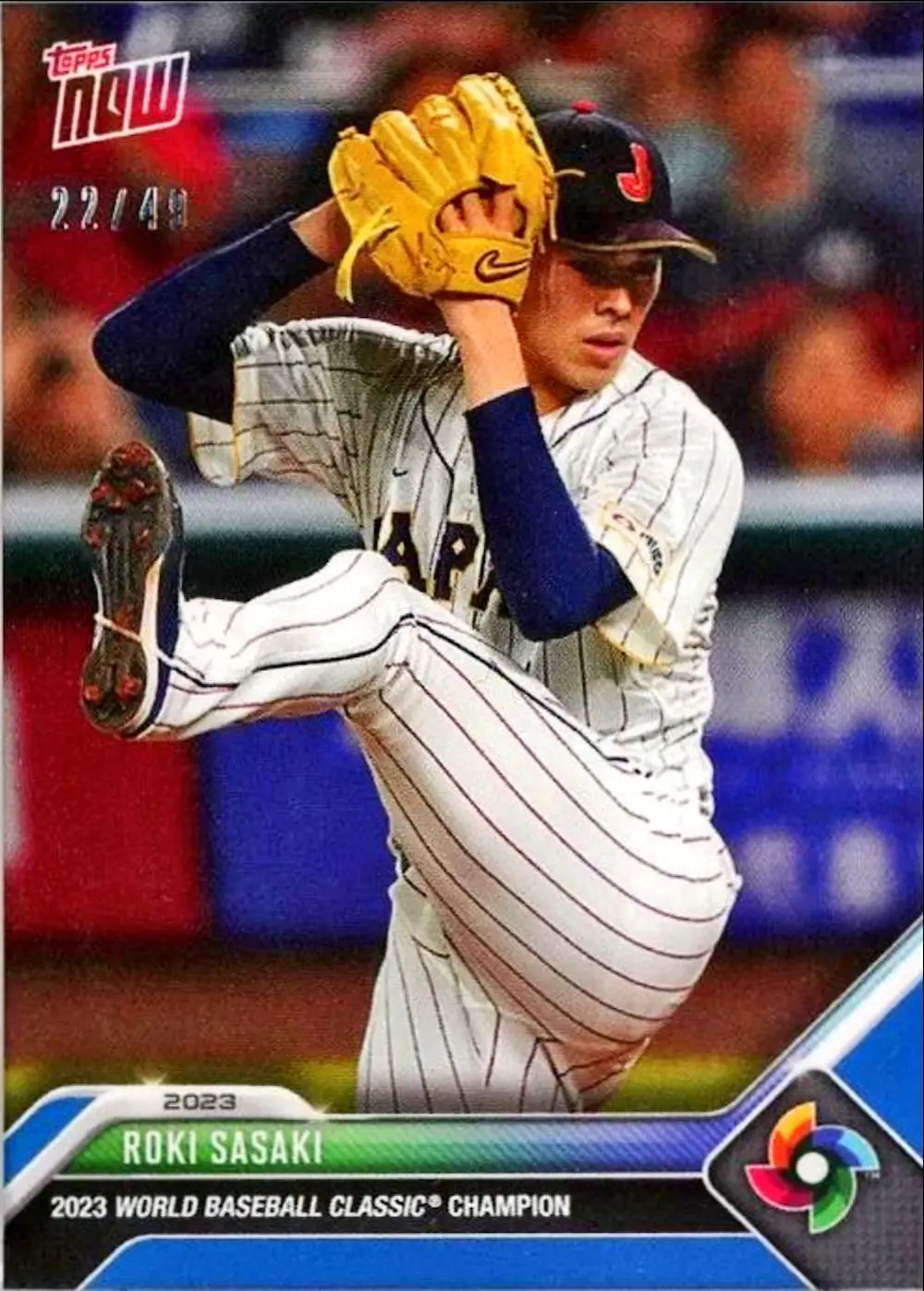 2023 Topps Now Roki Sasaki World Baseball Classic Champions Blue  /49