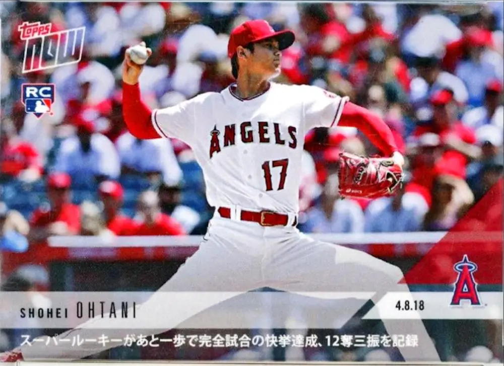 2018 Topps Now  スーパールーキーがあと一歩で完全試合の快挙達成、12奪三振を記録 / Shohei Ohtani Los Angeles Angels