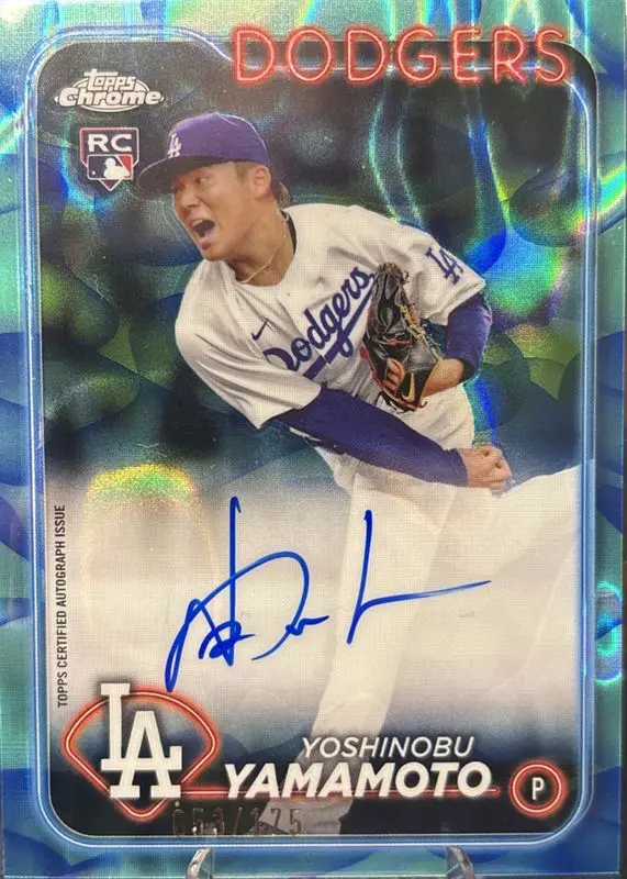 2024 TOPPS CHROME UPDATE CHROME ROOKIE AUTOGRAPHS #RAYY YOSHINOBU YAMAMOTO RKE AU-BLUE/GREEN LAVA LAMP