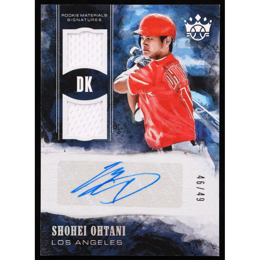 2018 PANINI DIAMOND KINGS DK ROOKIE MATERIALS SIGNATURES #SO SHOHEI OHTANI DK ROOKIE MATERIALS SIG.