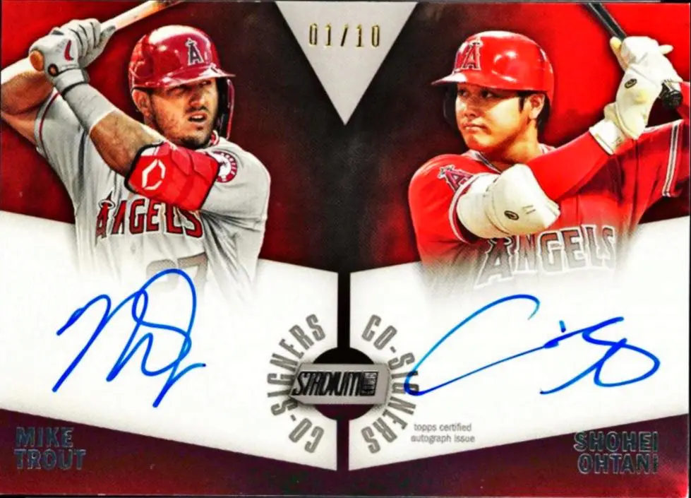 2022 Topps Stadium Club #CSATO Shohei Ohtani/Mike Trout Co-Signers Dual Autographs【1/10】 Los Angeles Angels