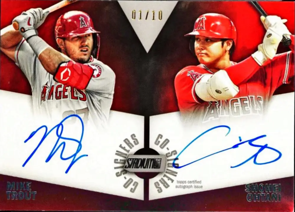 2022 Topps Stadium Club #CSATO Shohei Ohtani/Mike Trout Co-Signers Dual Autographs【1/10】 Los Angeles Angels